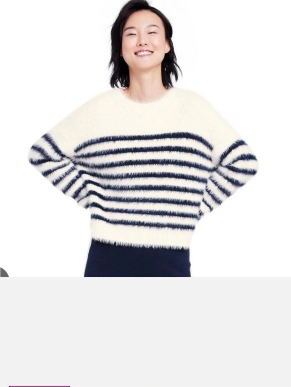 La Ligne x Target Sweater Cream And Blue Striped Cropped